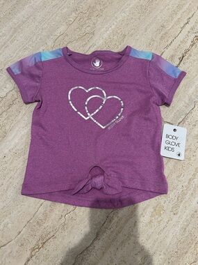 NEW 🆕 Body Glove Kids Purple Active Tee with Metallic Heart Graphic 3T with tags